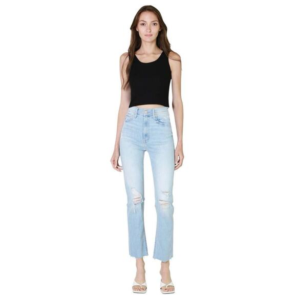 Mother Denim High Waisted Rider Ankle Fray Island Afterhours Light Wash Size 28 - Picture 3 of 15